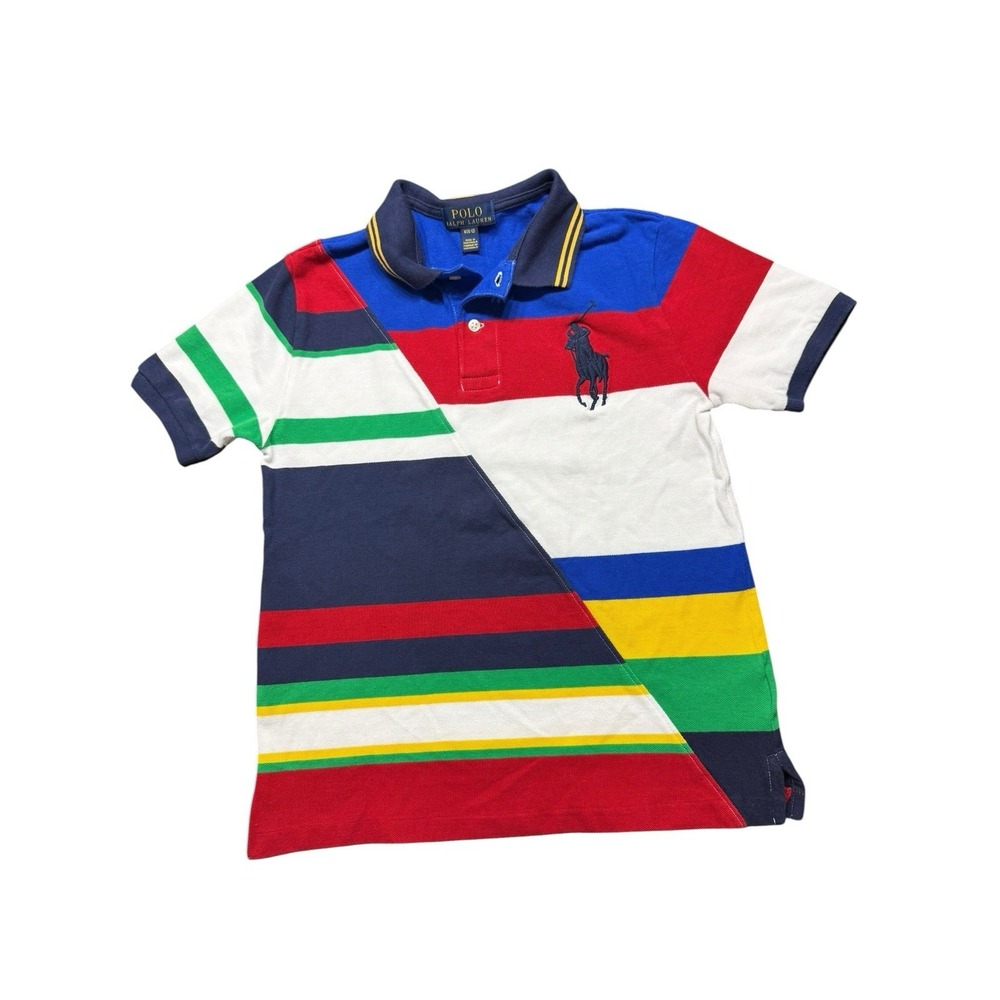 Polo Ralph Lauren Polo Shirt With Large Pony Colorful Back Collar Hit Boys 10-12